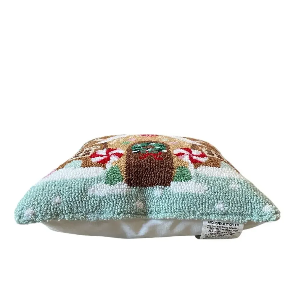 Peking Handicraft Gingerbread House Hooked Pillow 16